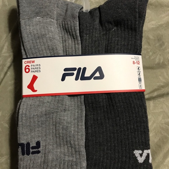 Men's FILA Gray crew Socks 6 pair 8-12 - Picture 1 of 3